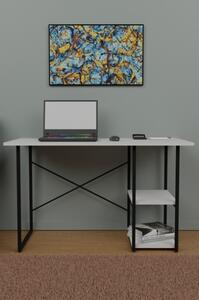 Scrivania Stile Industrial 120x60x72 Con Ripiani Laterali Adam Bianca