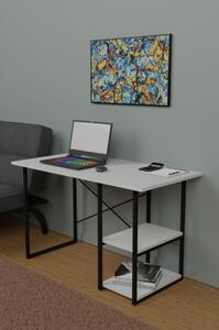 Scrivania Stile Industrial 120x60x72 Con Ripiani Laterali Adam Bianca