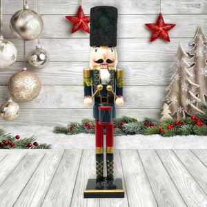 Schiaccianoci di Natale 60cm in legno Soldato con tamburello di colore blu e rosso Wisdom