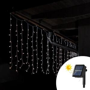 Tenda luminosa decorativa con pannello solare 3 metri da 114 Led Bianco Freddo da esterno Wisdom