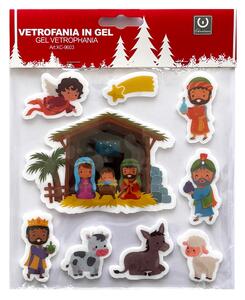 Stickers Gel adesivo di Natale per finestre scena natività con tutti i personaggi Wisdom