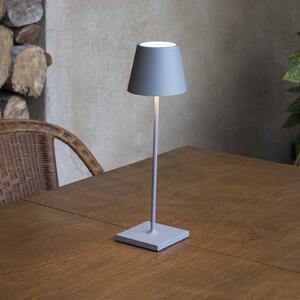 FARO BARCELONA Lampada LED tavolo Toc con porta USB, IP54, grigio