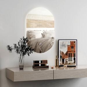 Costway Specchio bagno antiesplosione con luce LED 80x50cm, Specchio a parete ovale con 3 tonalità di luce pulsanti touch