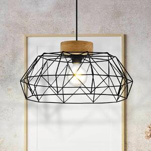 EGLO Lampada a sospensione Padstow con gabbia e legno