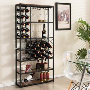 Costway Scaffale industriale indipendente per vino da pavimento per bar domestico, Mobile per vino 81x23x166cm