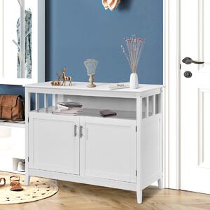 Costway Credenza cucina moderna con ripiano regolabile e 2 ante, Mobiletto multiuso 114x51x91cm Bianco
