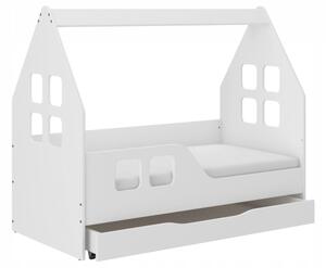 Casetta per bambini con cassetto 140 x 70 cm bianco a sinistra
