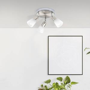 Brilliant Faretto da soffitto Sofia, ferro/cromo/bianco, Ø 20 cm, a 3 luci