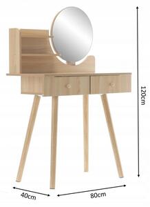 Tavolino da toilette in legno con sgabello