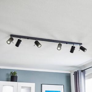 SOLLUX LIGHTING Faretto da soffitto Round in nero, 6 luci lineari Round, dimmerabile, Nero, Soggiorno / Sala da pranzo, Metallo, Moderno