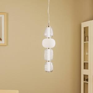 Lucande Lampada a sospensione Fedra, vetro, grigio/bianco, Ø 17 cm