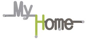 CalleaDesign Appendi abiti da parete in legno dal design moderno con scritta MyHome Legno Verde Mela