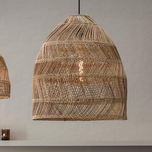 PR Home Lampada a sospensione da esterno Maja, rattan, Ø 45 cm, spina, IP44 Maja, Legno chiaro, Legno