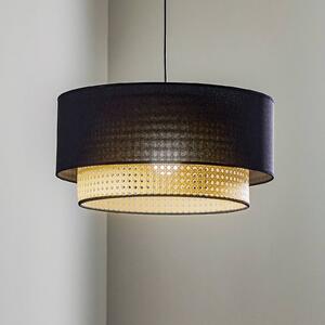 Duolla Lampada sospesa Boho, rattan, tessuto, nero/beige