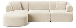 Divano angolare beige (con penisola a sinistra/con chaise lounge) con rivestimento in velluto Campi – Cosmopolitan Design