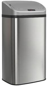 HOMCOM Pattumiera con Sensore da 48L a Chiusura Morbida, Superficie Anti-impronte, in Acciaio Inox, Argento | Aosom Italy