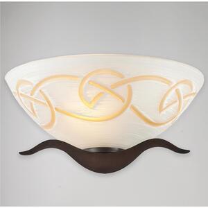 Applique in ferro laccato nero con decorazione effetto ruggine Diffusore in Vetro BILBAO Dimensioni 30x15x h15 cm - 1 x E27 - 55 Watt , diametro 30 colore Nero ruggine