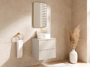 Mobile bagno sospeso con lavabo da appoggio rotondo Beige 60 cm - ONDIL