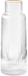 Caraffa acqua con rilievo scanalato e bordo dorato Minna, 1.1 L