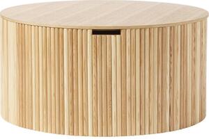 Tavolino-contenitore rotondo da salotto in legno Nele