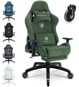 Sedia da gaming ergonomica con poggiapiedi, braccioli 3D, capacità di carico di 200 kg e ruote silenziose – comoda sedia da scrivania. Verde