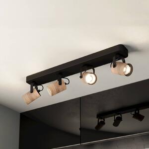 EGLO Faretto da soffitto Cayuca, decoro nero/legno, 4 luci