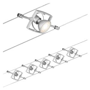 Paulmann Mac II sistema d'illuminazione a funi Mac II, dimmerabile, Alluminio / Grigio / Zincato, Soggiorno / Sala da pranzo, Metallo, Sistema di illuminazione a funi
