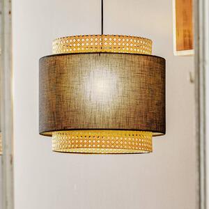 TK Lighting Lampada a sospensione Boho, nero/rattan Ø 38 cm