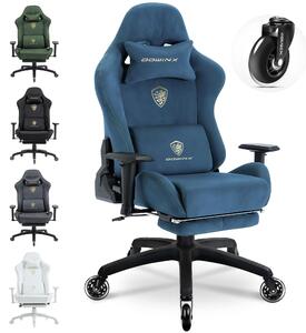 Sedia da gaming ergonomica con poggiapiedi, braccioli 3D, capacità di carico di 200 kg e ruote silenziose – comoda sedia da scrivania. Colore: blu