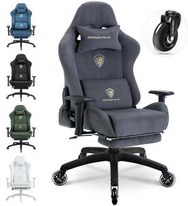Sedia da gaming ergonomica con poggiapiedi, braccioli 3D, capacità di carico di 200 kg e ruote silenziose – comoda sedia da scrivania. Colore: grigio