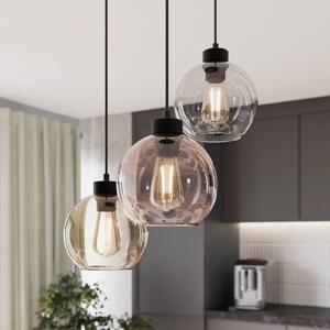 TK Lighting Lampada a sospensione Cubus, a 3 luci, trasparente/miele/marrone