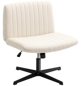HOMCOM Sedia Regolabile in Altezza Girevole, Effetto Lino, Seduta a Gambe Incrociate, Portata fino a 120 kg, Bianco Crema | Aosom Italy