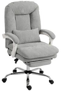 HOMCOM Sedia da Ufficio Ergonomica, Poltrona Reclinabile in Velluto con Supporto Lombare, Altezza Regolabile, Grigio Chiaro | Aosom Italy