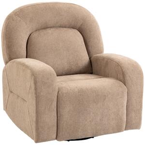 HOMCOM Poltrona Relax Girevole 360° con Funzione Dondolo e Reclinabile, Seduta Ampia, in Velluto Ultra Morbido Cloud, Kaki | Aosom Italy