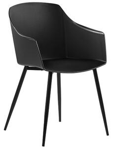 Set di 2 sedie da pranzo in plastica nera design minimalista braccioli soggiorno cucina mobili Beliani