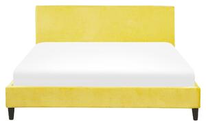 Letto 160 x 200 cm telaio a doghe in velluto giallo contemporaneo Beliani
