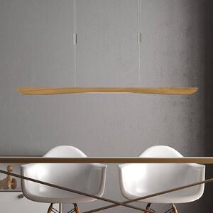 Lampada LED a sospensione Quitani Hiba, rovere naturale, lunghezza 118 cm