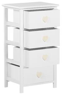 Cassettiera in compensato bianco 73 x 40 cm 4 cassetti torre contenitore per bambini in stile scandinavo camera da letto mobili per bambini Beliani