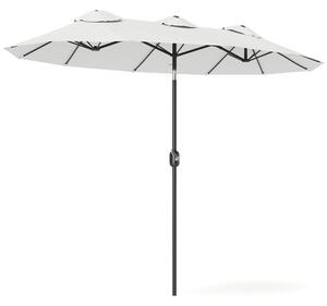 Outsunny Ombrellone da Giardino Doppio Inclinabile con Apertura a Manovella, 285x147x227cm, Bianco|Aosom
