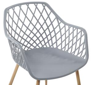 Set di 2 sedie da pranzo grigio sintetico sedile in legno chiaro gambe in metallo aperto netto indietro moderno soggiorno stile scandinavo Beliani