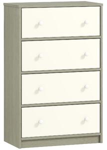 HOMCOM Armadio Moderno 4 Cassetti Pieghevoli con Maniglie Doppie, Credenza in Legno, Acciaio e Tessuto, 58x30x91 cm, Bianco e Grigio | Aosom Italy