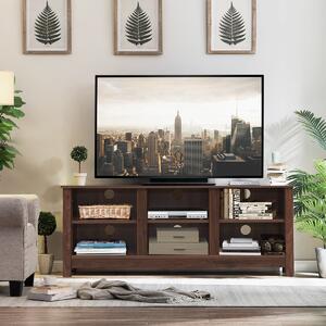 Costway Mobile TV con mensole aperta e struttura resistente, Tavolino da divano per videogiochi per casa e ufficio Marrone