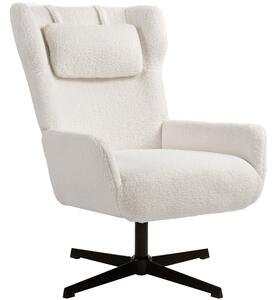 HOMCOM Poltrona Imbottita con Base Girevole e Telaio in Metallo, 86,5x74x102 cm, Crema | Aosom Italy
