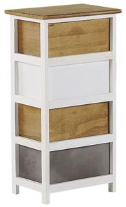 Cassettiera in legno chiaro con bianco 73 x 35 cm 4 cassetti torre contenitore per bambini in stile scandinavo camera da letto mobili bambini Beliani