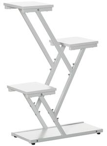 Outsunny Scaletta Portavasi a 4 Livelli per Interni ed Esterni in MDF e Acciaio, 50.5x24x81 cm, Bianco | Aosom Italy