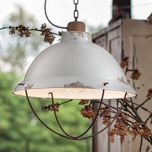 Ferroluce Lampada a sospensione in ceramica bianca Luca in stile shabby chic