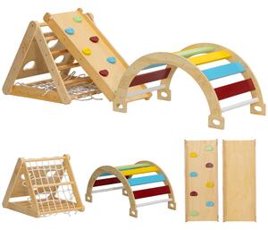AIYAPLAY Set da arrampicata 7-in-1 per bambini, in legno con scivolo, Multicolore | Aosom Italy