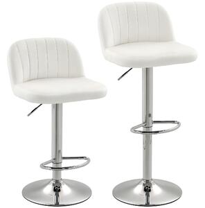 HOMCOM Set di 2 Sgabelli da Bar Alti con Altezza Regolabile Sedile Girevole 43x45x81-101 cm Crema | Aosom Italy