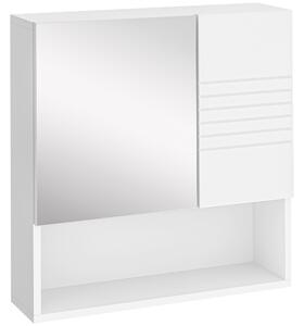 Kleankin Armadietto Specchiera Bagno, Mobiletto Bagno Pensile con Fissaggio a Muro, 54x15x55cm, Bianco|Aosom