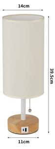 Brilagi - Lampada da tavolo con porta USB TABLON 1xE27/25W/230V rovere/bianco/crema